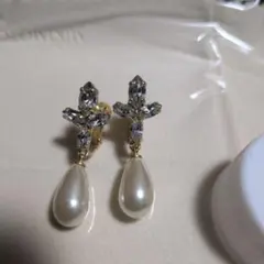 クリスタル パール ドロップイヤリング