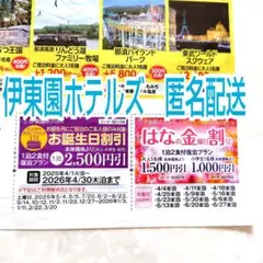 伊東園ホテルズ 割引券 クーポン券 栃木県 匿名配送