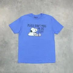 PEANUTS スヌーピー Tシャツ ブルー コットン Lサイズ us古着 海外のサムネイル