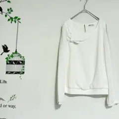 misch masch/フリル襟ブラウス 長袖 シフォン 白 M