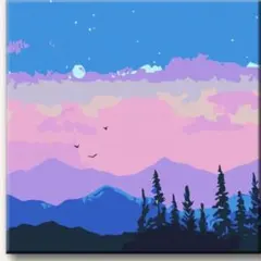 RAM21000 大人の塗り絵‼️ ラベンダーの夕焼けをテーマにしたペイント