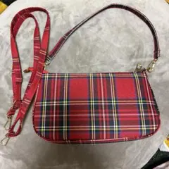 チェック柄ハンドバッグ　赤　2way