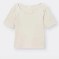 GU リブハートネックコンパクトTシャツ　2枚セット