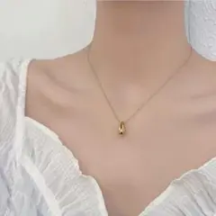 新品◎ステンレスドロップネックレス　しずくティア ゴールドインポートアクセサリー