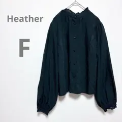 Heather ヘザー　ブラウス　2way ブラック　リボン　ボタン