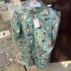 クマ柄スキーウェア90cm 緑色