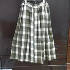 OLD BETTY グリーン・ホワイトチェック フレアスカート
