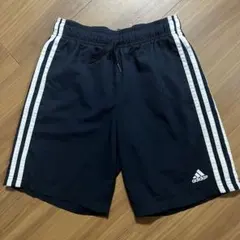 adidas ハーフパンツ ネイビー スポーツ メッシュ裏地 3本ライン　150