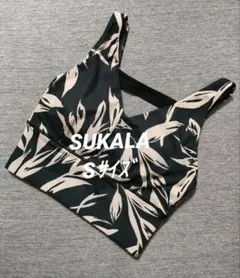 ⑥SUKALA リーフ柄 ヨガウェア ブラトップS ブラック