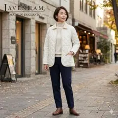 【LAVENHAM/ラベンハム】 アイボリー キルティングジャケット 36/S