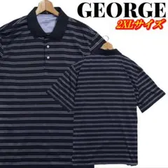 GEORGE ジョージ ビッグサイズ ボーダー ポロシャツ 2XLサイズのサムネイル