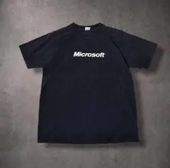 Microsoft企業TシャツTechLead黒古着ラグラン両面プリント希少IT