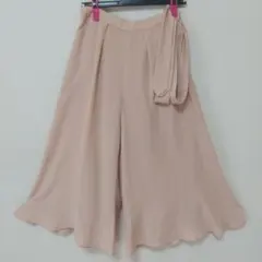 【未使用】ミッシュマッシュ 大人可愛い ロングフレアーパンツ ピンクベージュのサムネイル