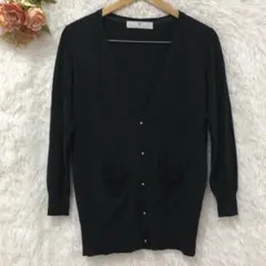 ★アフタヌーンティーワードローブ★Vネックカーディガン【M】ポケット付き 黒