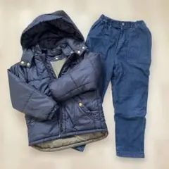 HUGHUSH ネイビー フード付きコート　UNIQLOズボン　130cm