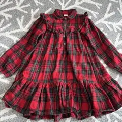 next 赤 チェック ワンピース 116㎝
