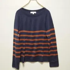 【UNIQLO】ユニクロ　イネス ボーダーセーター 長袖 XL 紺