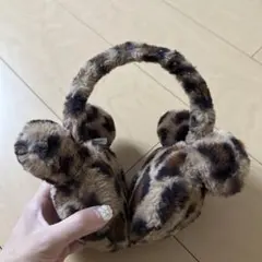 【美品】TDR ミッキー・ミニー ヒョウ柄 耳あて