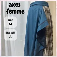 美品axes femme青緑系ロングスカート切替デザインリボンベルト付きMサイズ