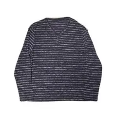 ボーダー長袖カットソー【L】紺