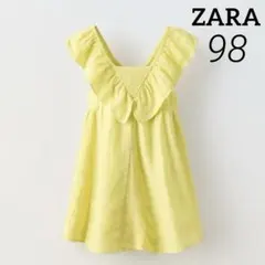 ZARA ベビー 新品 フリルリネンワンピース 花柄レース 98