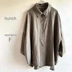 ハンチ ブラウス オーバーサイズ シャツ 接触冷感 透け感 無地 シアー 九分袖