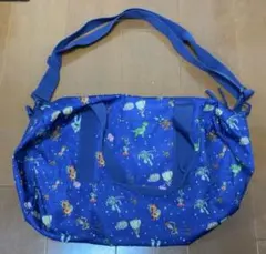 トイストーリー柄 大きめバッグ　青色　旅行用にも。