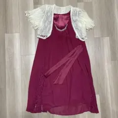 ボレロ付き ワインレッド パーティードレス