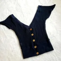 グランジ　y2k かぎ編みカーディガン　ダークコア　平成ギャルのサムネイル