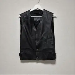 【美品】イタリア製 Carlo Carnaquini レザーベスト ブラック