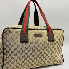 GUCCI グッチ GGキャンバス シェリーライン ラージ ボストンバッグ