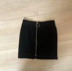 フトントジッパー　ミニスカート　ブラック