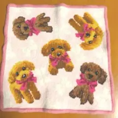 アーンジョー　シェニール織トイプーの刺繍タオルハンカチEnjeau