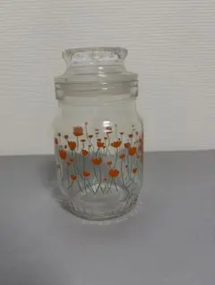 レトロ 花柄 ガラスキャニスター 保存容器