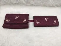 ローラアシュレイ　和装用 バッグ 花刺繍 ボルドー