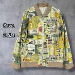 27 Revo. レヴォ 総柄 ブルゾン ヴィンテージラベル柄 麻混 Sのサムネイル