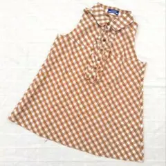 36　BURBERRY BLUE LABEL　胸元フリルの綿麻チュニックブラウス