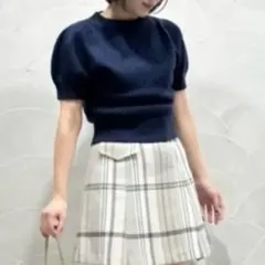 snidel ハーフスリーブニットプルオーバー ネイビー 紺