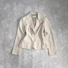 美品 テーラードジャケット アイボリー 大人カジュアル フォーマル ガーリー