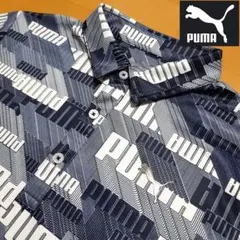 プーマ ゴルフウェア 半袖ポロシャツ Mサイズ 総柄 3Dロゴ 極美品