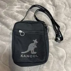 KANGOL ブラック ショルダーバッグ メッシュポケット付き