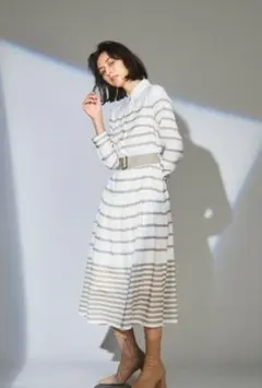 グレースコンチネンタル　ボーダーパターンプリントワンピース