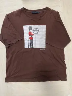 RAGEBLUE バンクシープリントTシャツ　ブラウン　BRANDALISED