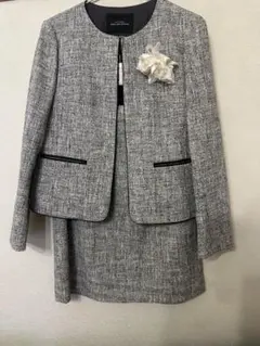 *Green Label*38グレー系ツイードスカートスーツ