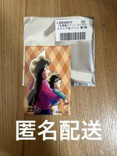 【匿名配送】名探偵コナン　スクエア缶バッジ　江戸川コナン＆毛利蘭