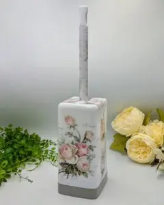 ジープラス トイレブラシ ケース付き ビンテージ ラブローズ デコパージュ ハン