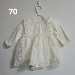 ホワイト レース 長袖　ベビードレス