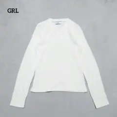 A7-4133　Vネックニット　リブ編み　伸縮性　フェミニン　L【グレイル】