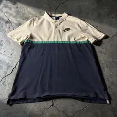 00s NIKE ナイキ ワンポイントロゴ ポロシャツ 鹿の子 ベージュ