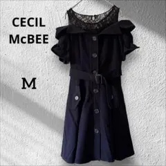 【CECIL McBEE】　セシル　ワンピース　ミニ　地雷系　黒　レース　肩出し
